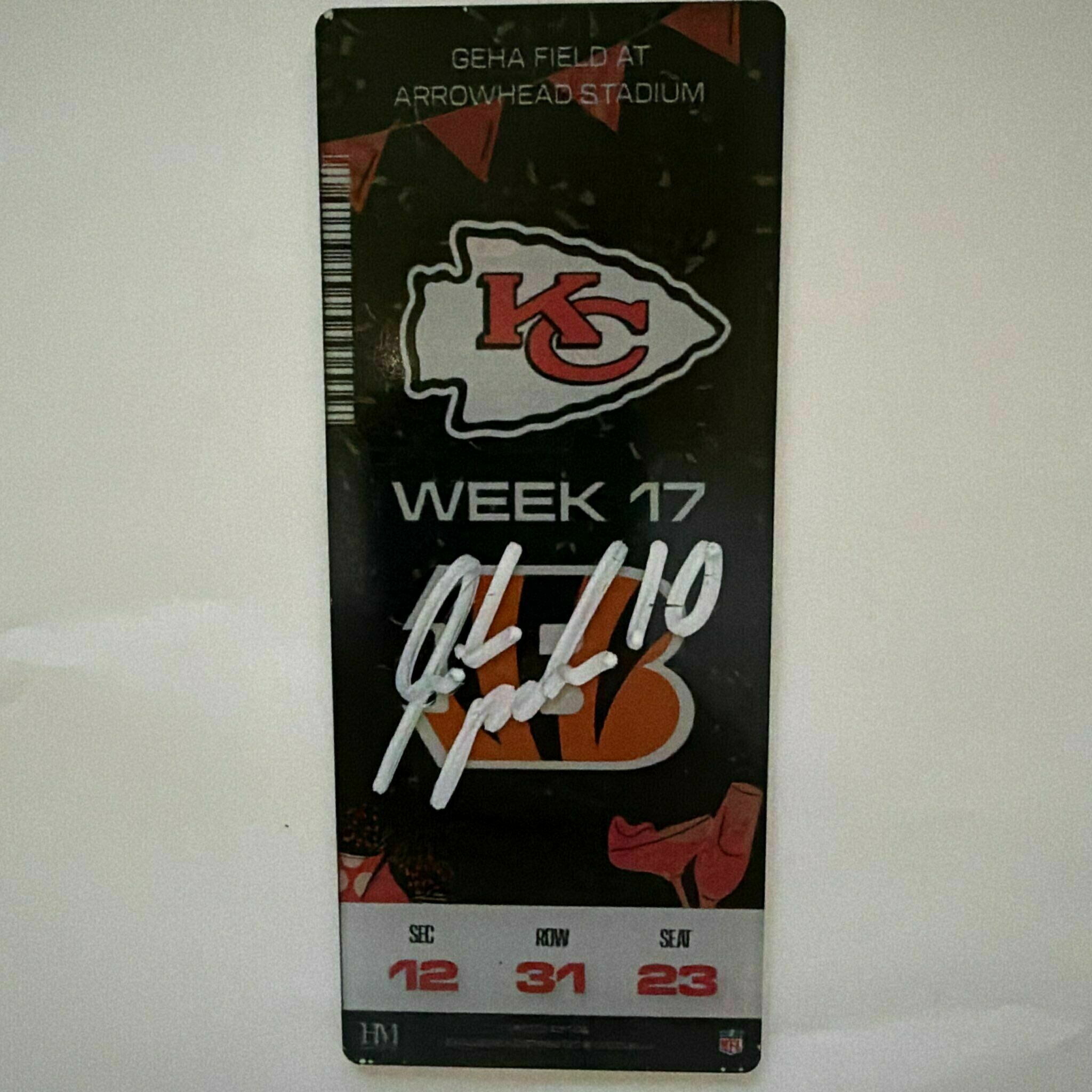 Pacheco Signed Week 17 Commemorative Ticket