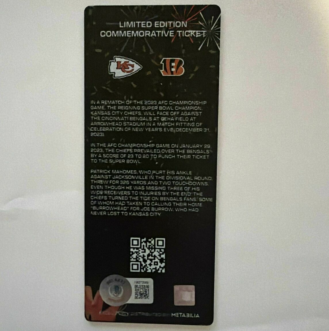 Rashee Rice Signed Week 17 Commemorative Ticket