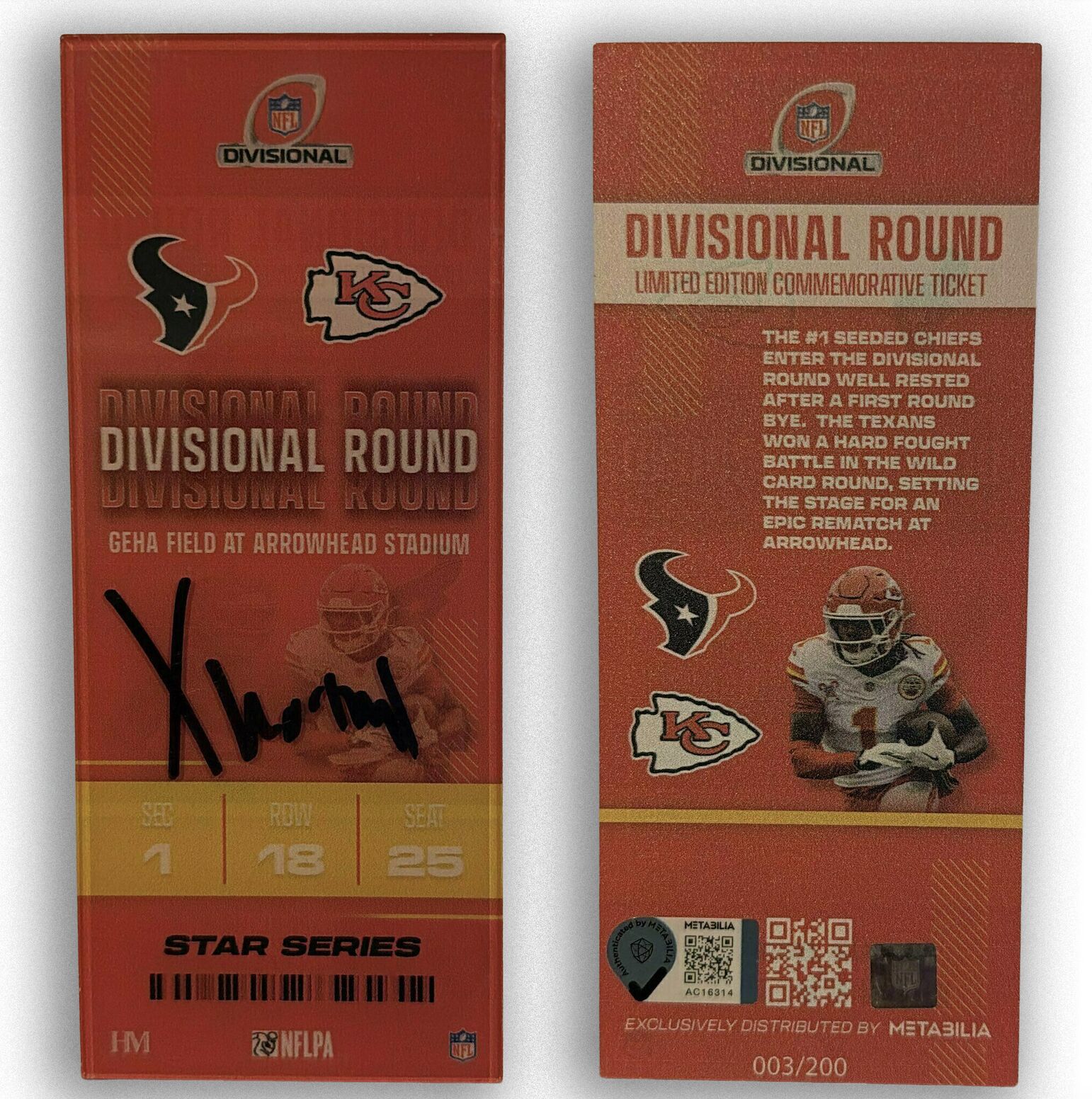 Xavier Worthy Signed Divisional Commemorative Ticket - Star Series