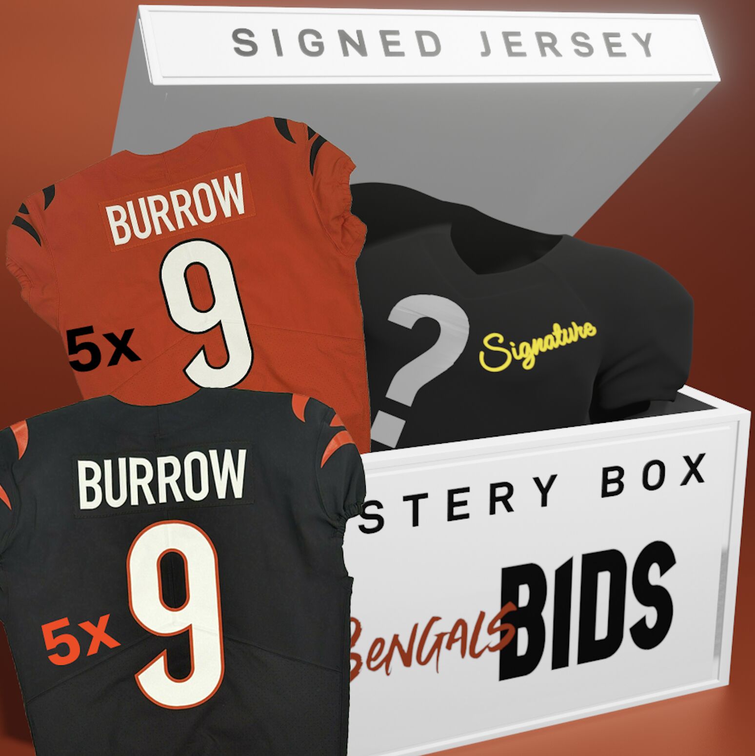 INSTANT MYSTERY - Signed Jersey Mystery Series Incl 10 BURROW AUTHENTIC JERSEYS!