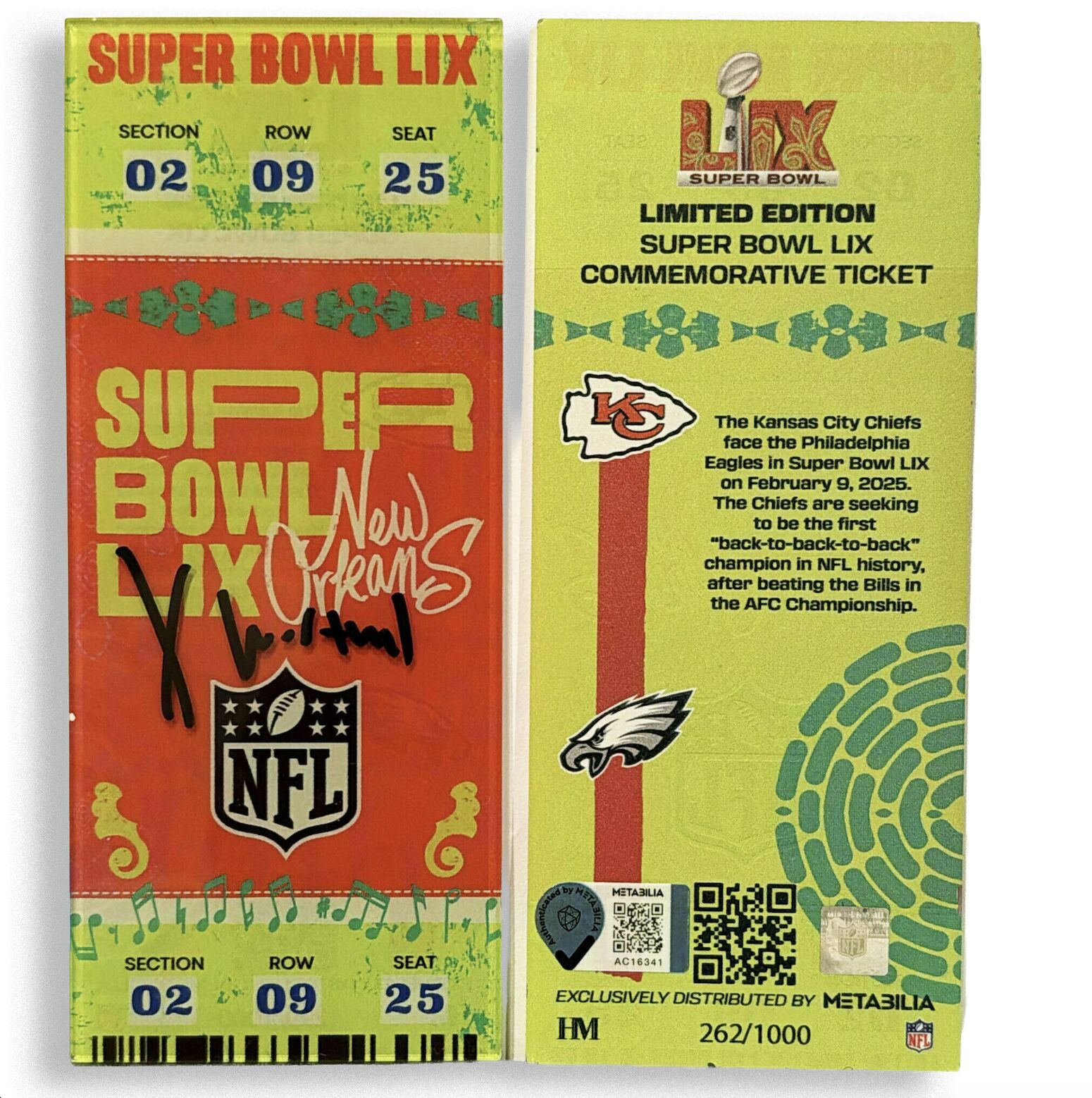 WORTHY Signed Super Bowl LIX Commemorative Ticket