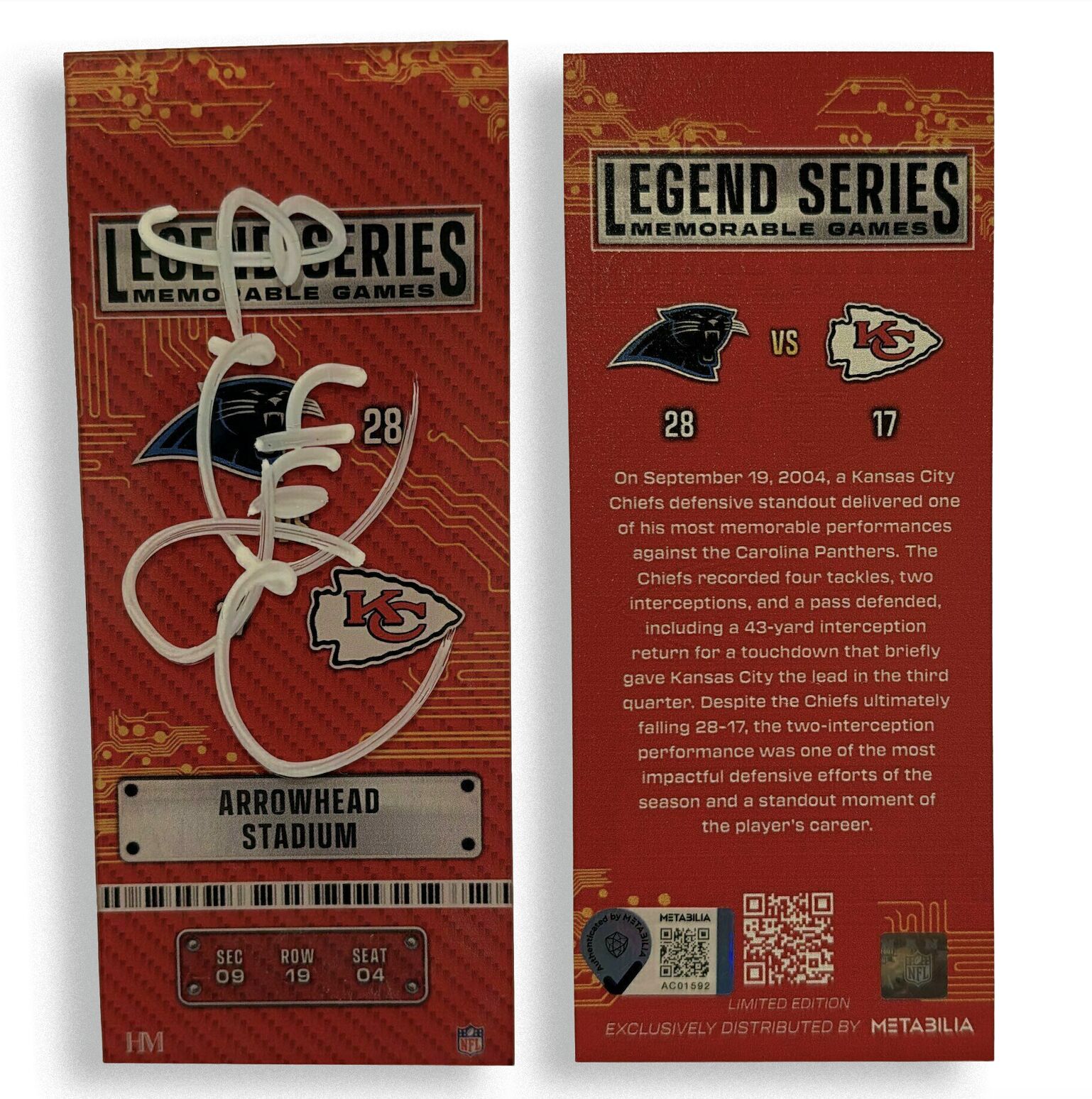 ERIC WARFIELD Signed 2004 Legend Series Commemorative Ticket