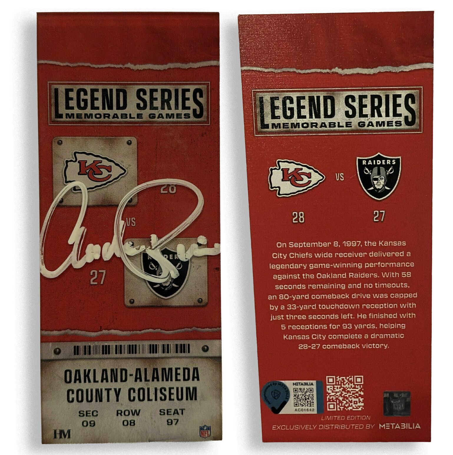 Andre Rison Signed 1997 Legend Series Commemorative Ticket