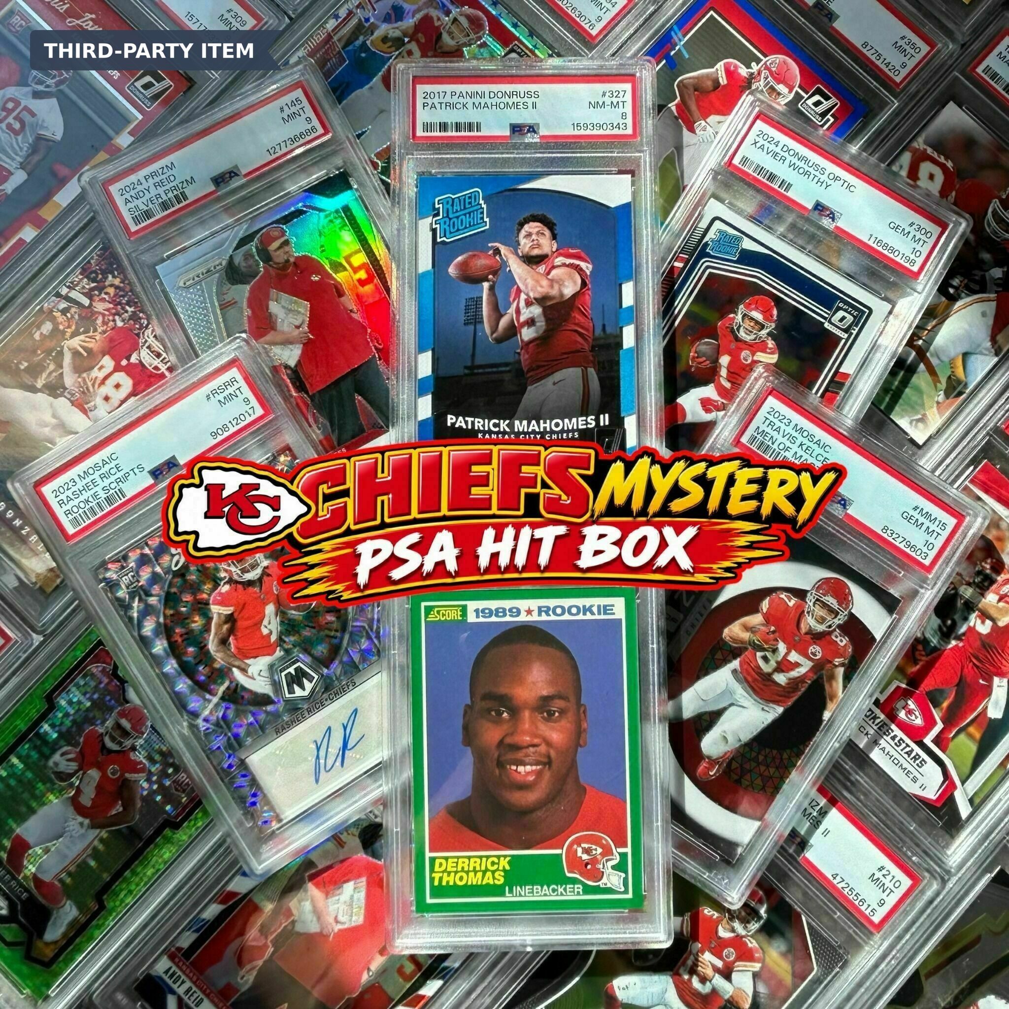 Chiefs Mystery PSA Slab Hit Box - (1) Graded Chiefs Card | PSA 9 or 10 GUARANTEED! Mahomes, Kelce, Reid & More! + Mahomes Rated Rookie Slab Chase