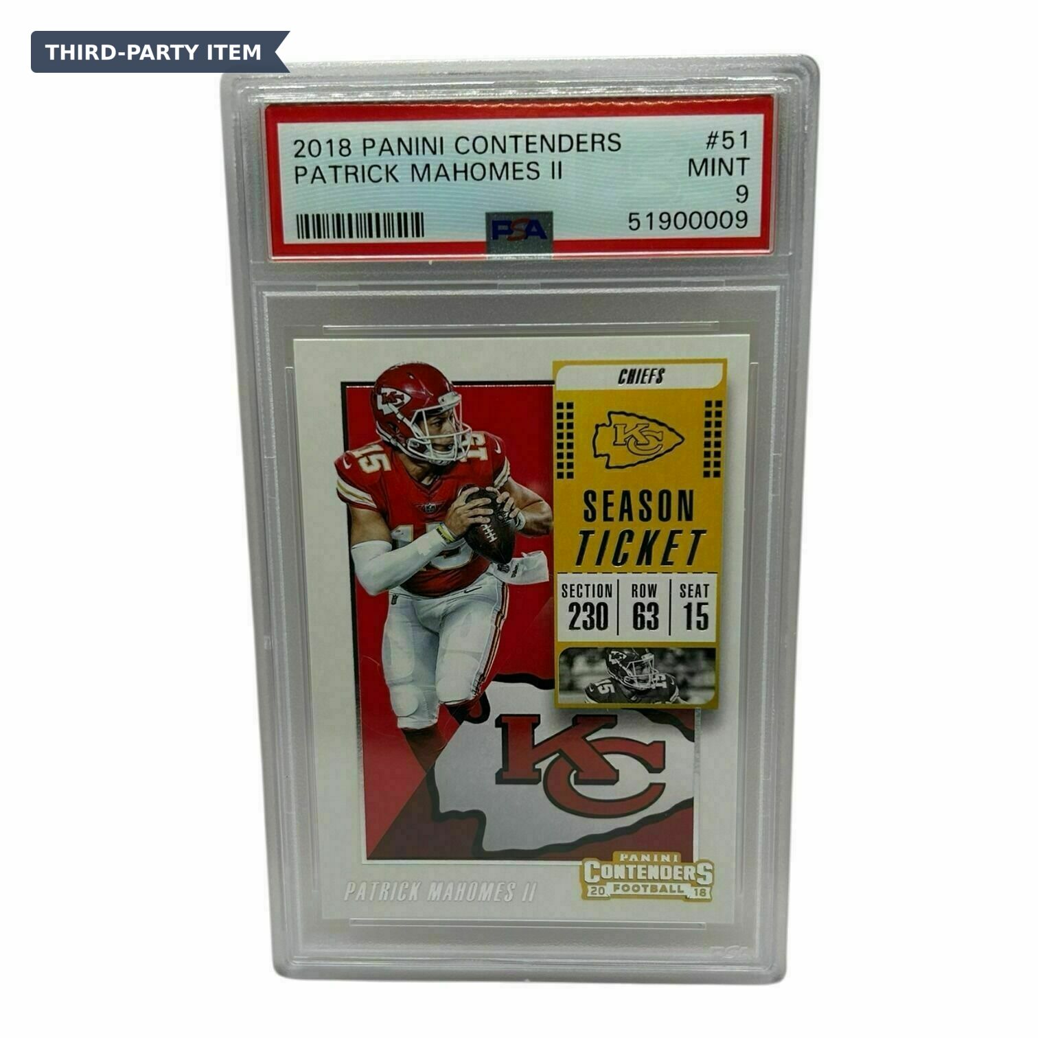2018 Panini Contenders Patrick Mahomes II Trading Card - PSA Grade 9 Mint
