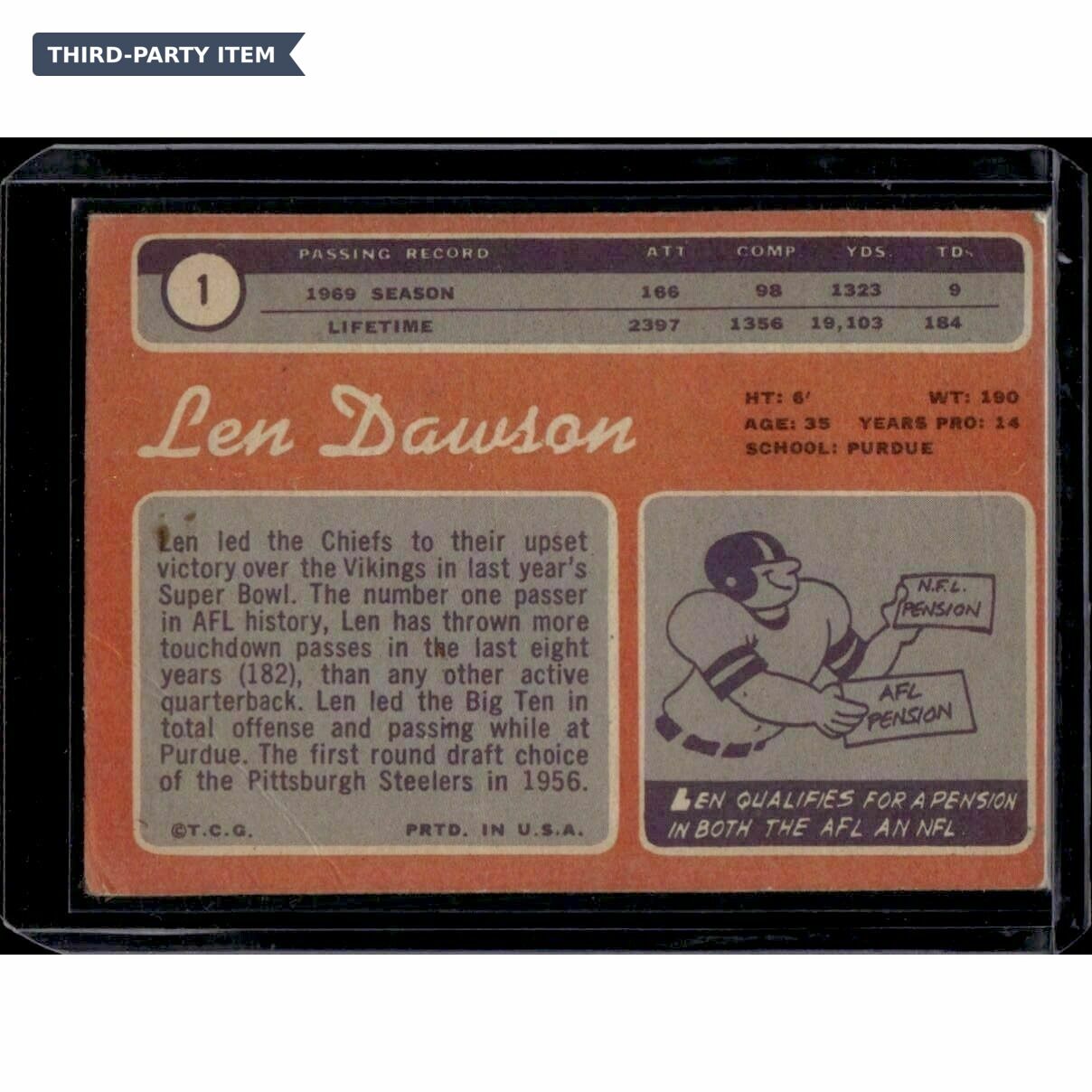 1970 Topps Len Dawson Trading Card