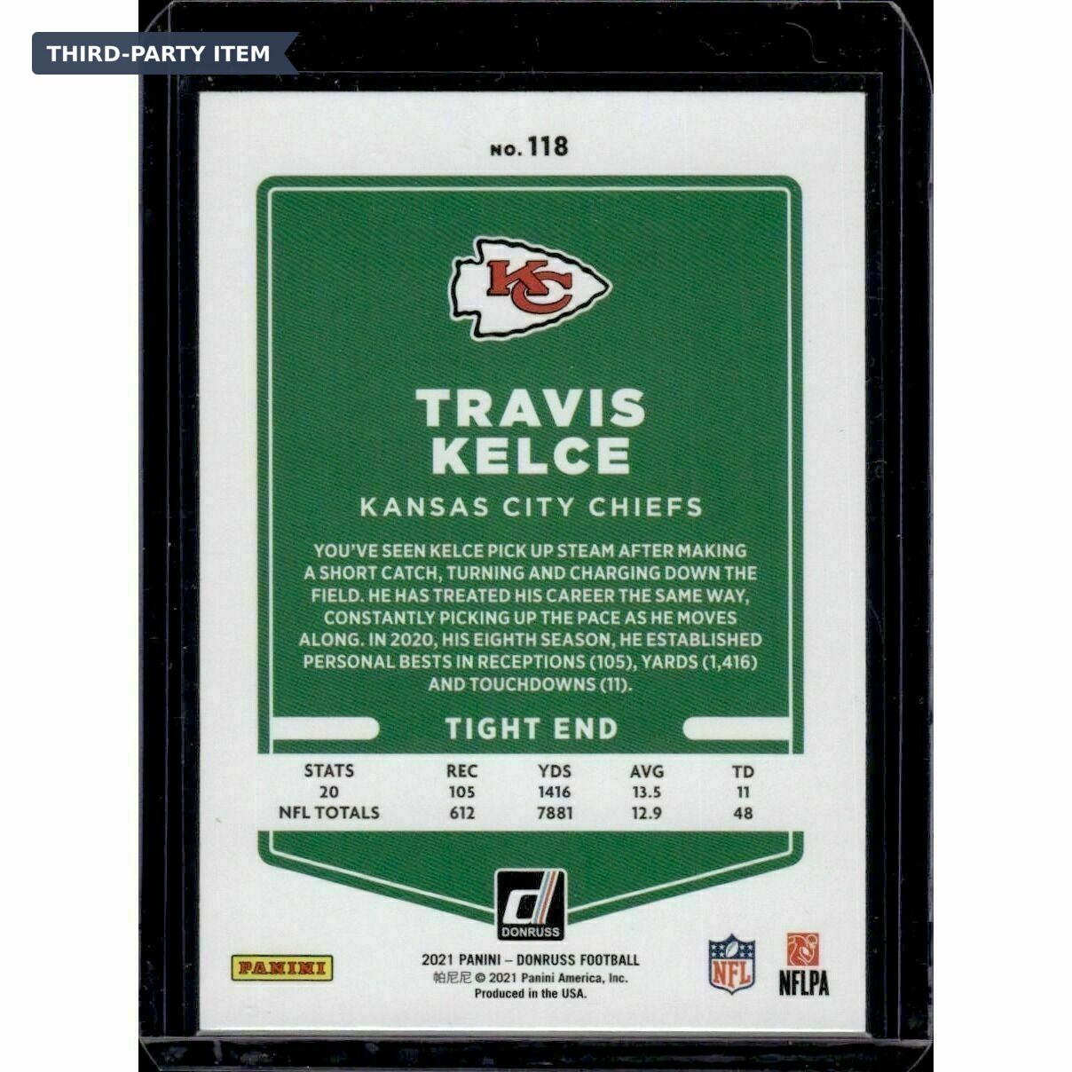 2021 Donruss Travis Kelce Trading Card