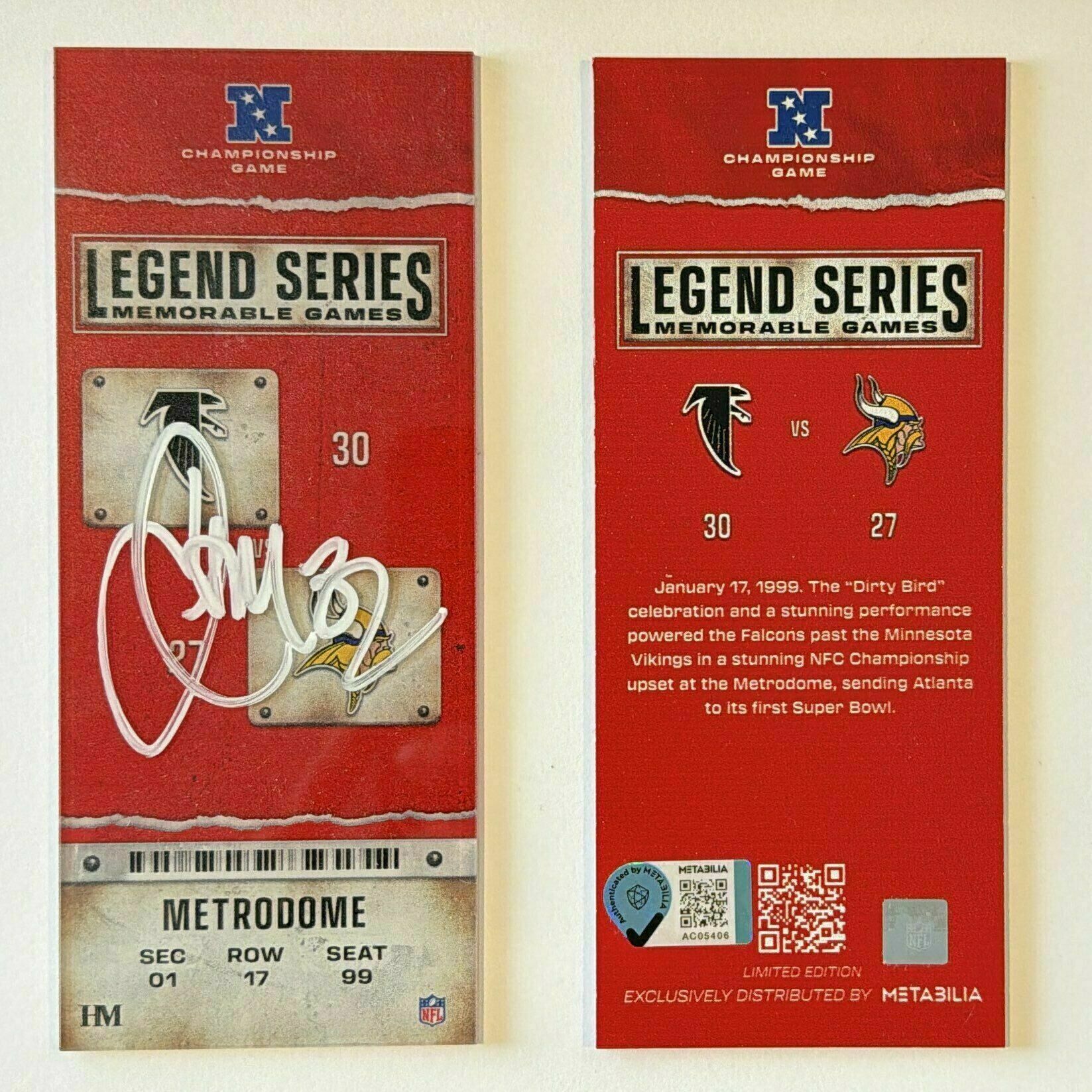 Jamal Anderson signed 1999 Legend Series Comm. Ticket