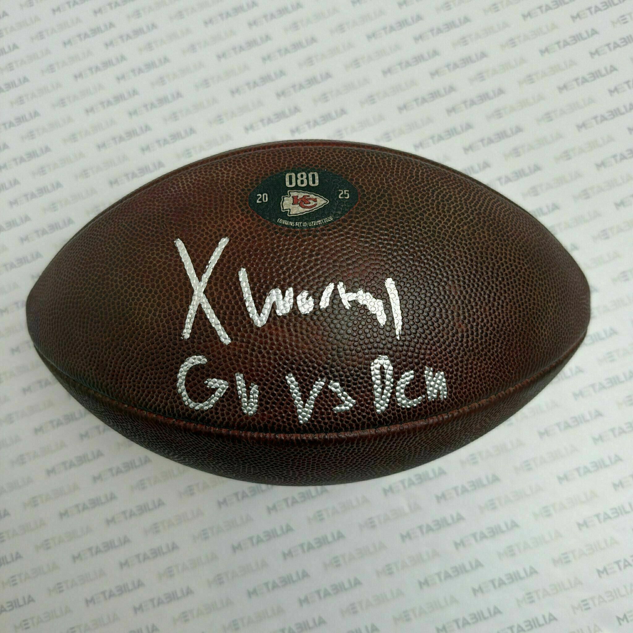 Xavier Worthy signed Game-Used Ball #080 vs DEN