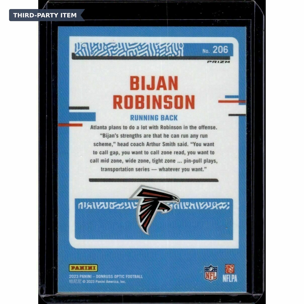 2023 Donruss Optic Bijan Robinson Blue Hyper Rated Rookie Trading Card