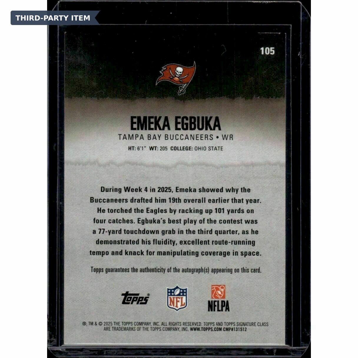 2025 Topps Signature Class Emeka Egbuka Rookie Autograph Trading Card