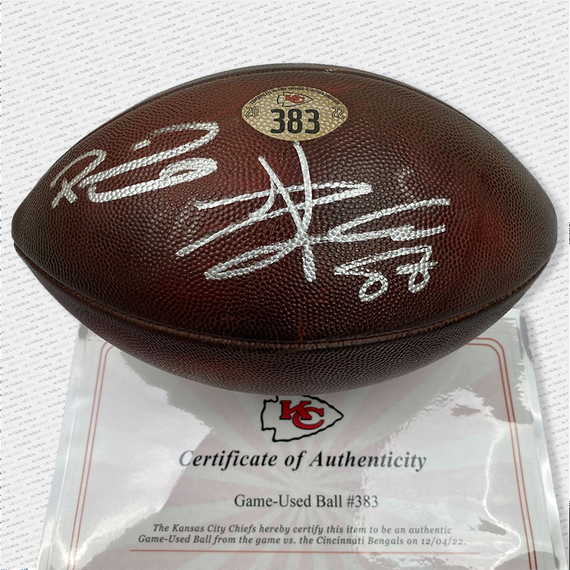 Mahomes & Kelce Dual Signed Game Used Ball #383 vs Bengals