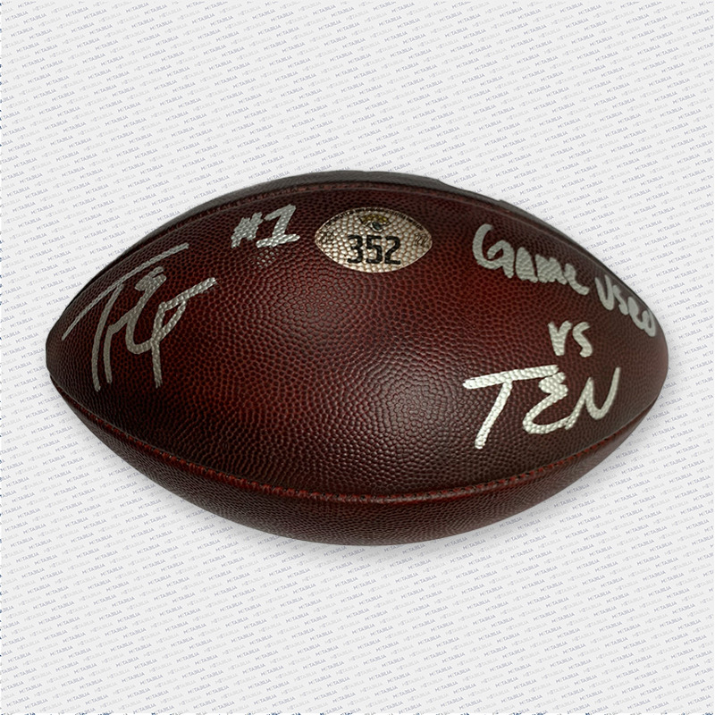 #1 Travis Etienne signed Game-Used Ball #352 vs Titans