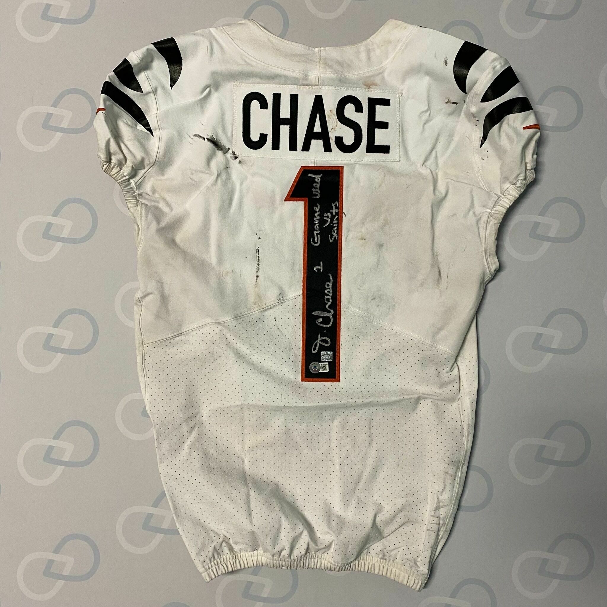 Chase Signed GAME-WORN Jersey v Saints