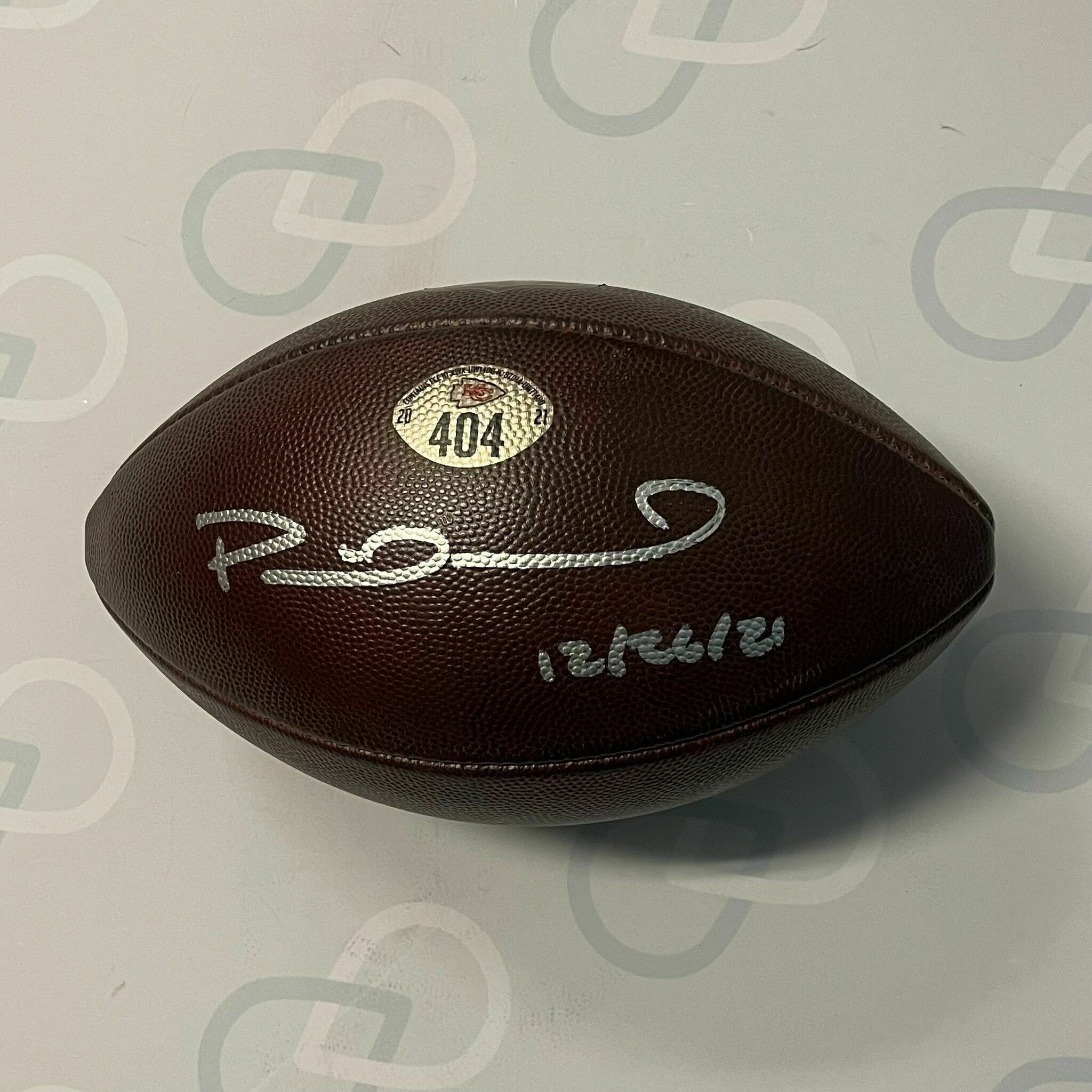 Mahomes Signed & Dated Game-Used Ball #404
