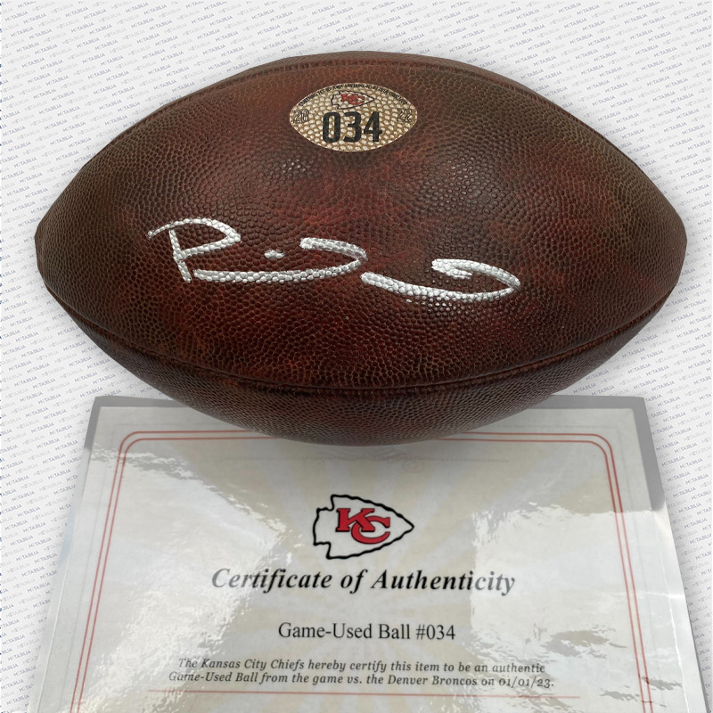 Mahomes Signed New Year's Day Game Used Ball #034 vs Denver