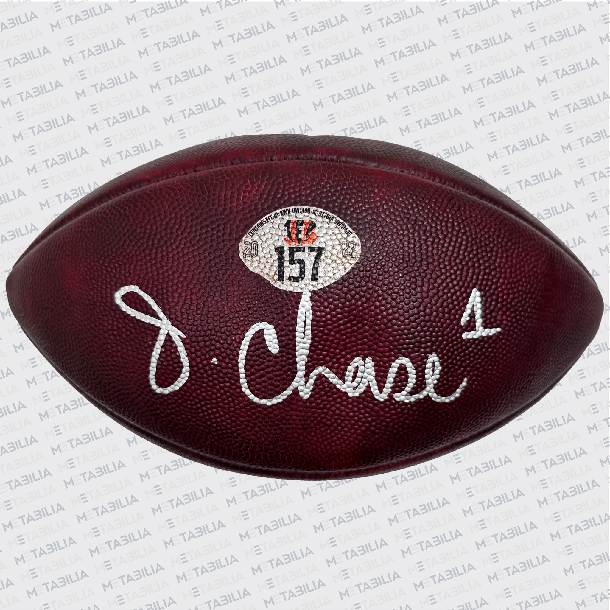 CHASE signed PLAYOFF Game-Used Ball #157 vs Bills