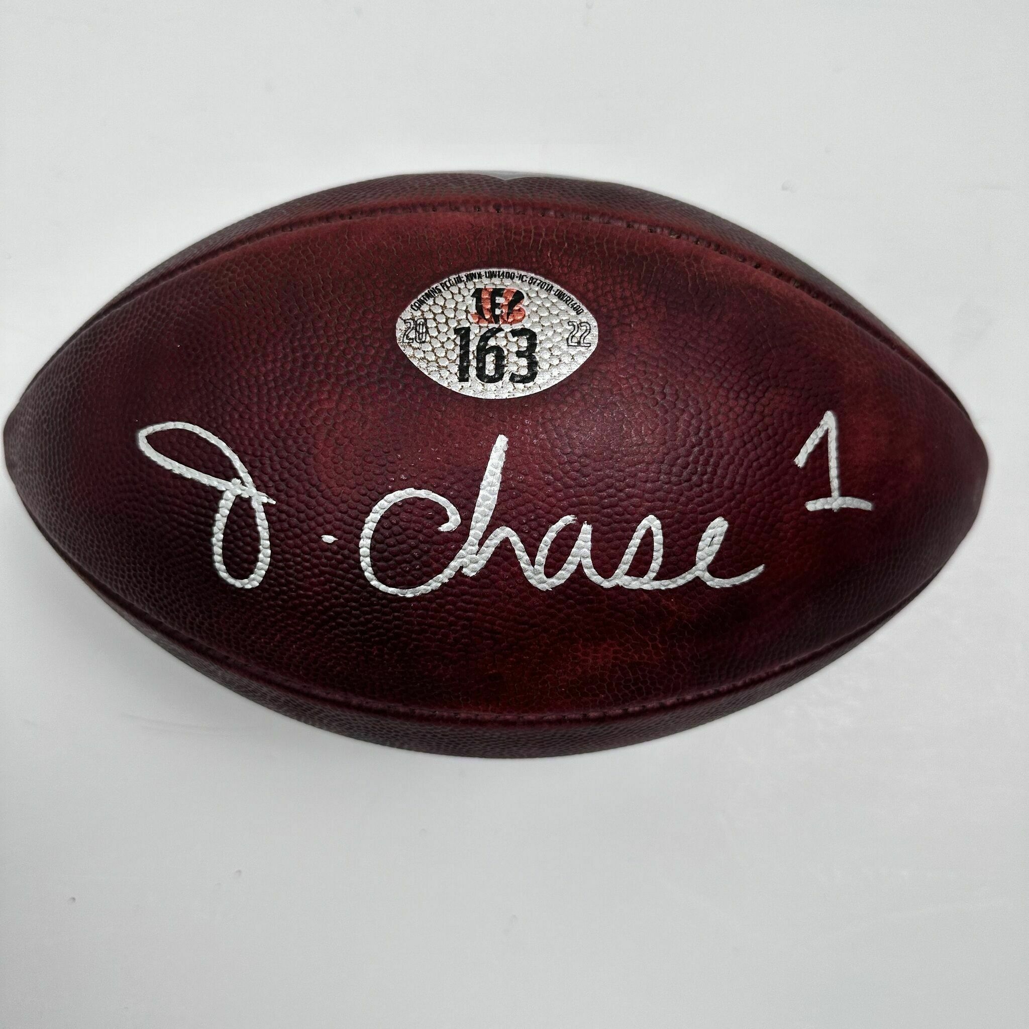 CHASE signed PLAYOFF Game-Used Ball #163 vs Bills