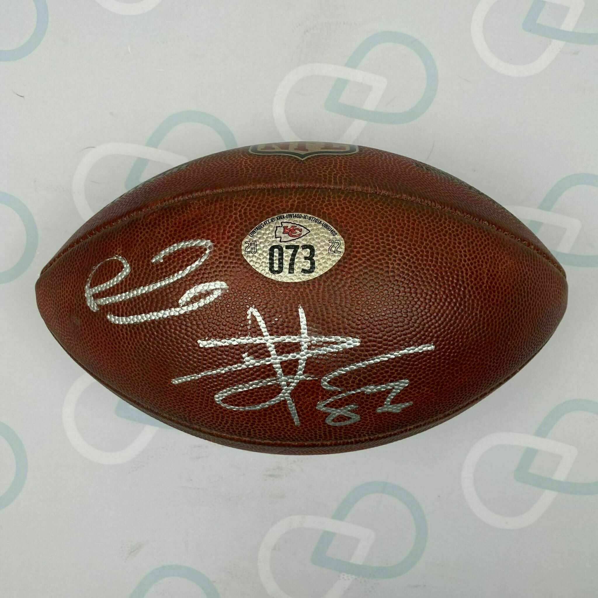 Mahomes & Kelce Dual Signed 3 TD Game Used Ball #073 vs Chargers