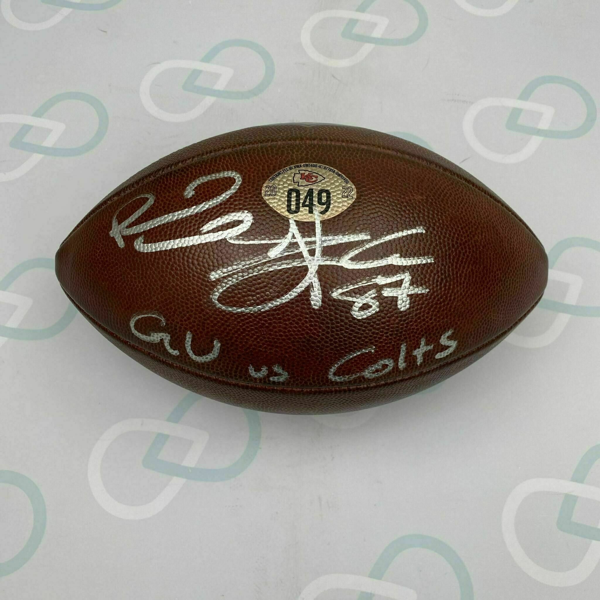 Mahomes & Kelce Signed Game Used Ball #049 vs Colts