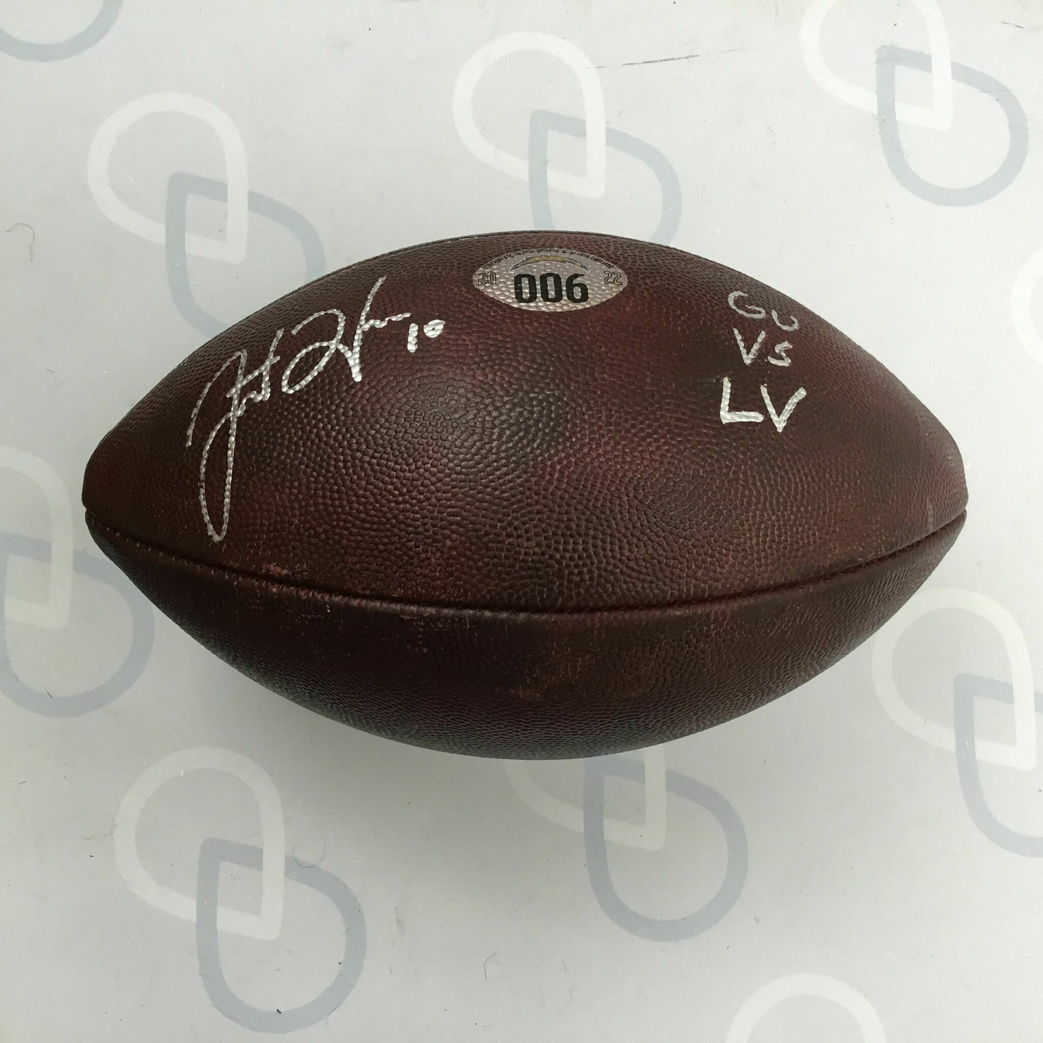 HERBERT signed Game Used Ball #006 vs Raiders