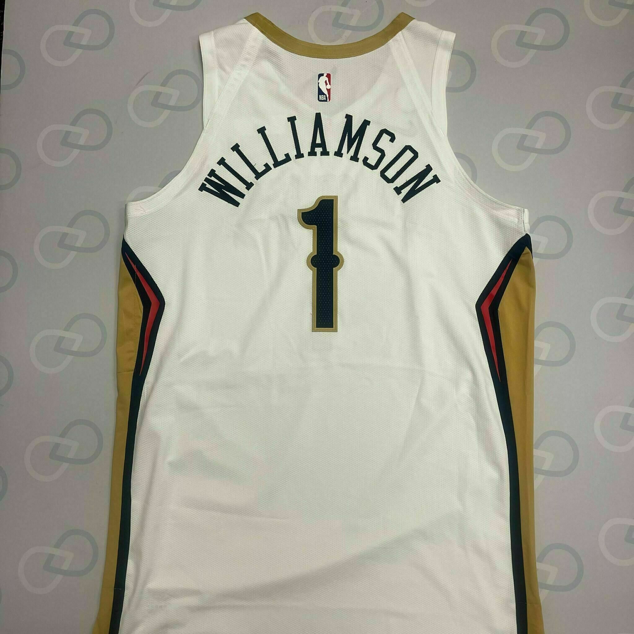 #1 White Association Edition Zion Williamson game-worn jersey vs Thunder