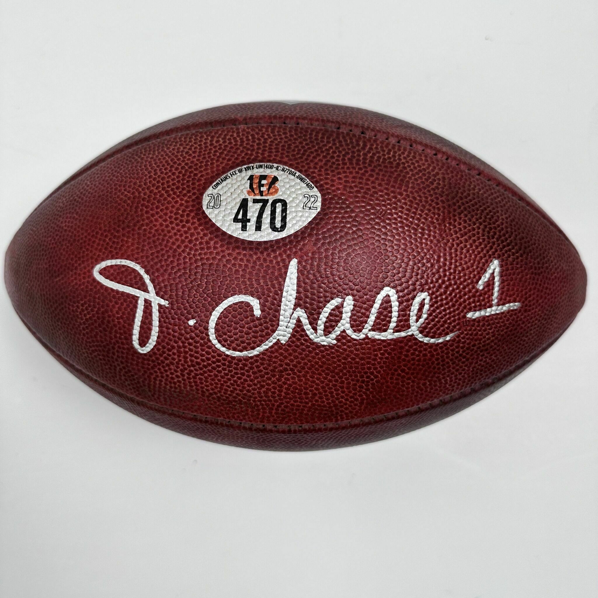 Chase signed PLAYOFF Game-Used Ball #470 vs Ravens PHOTOMATCHED (See Description)