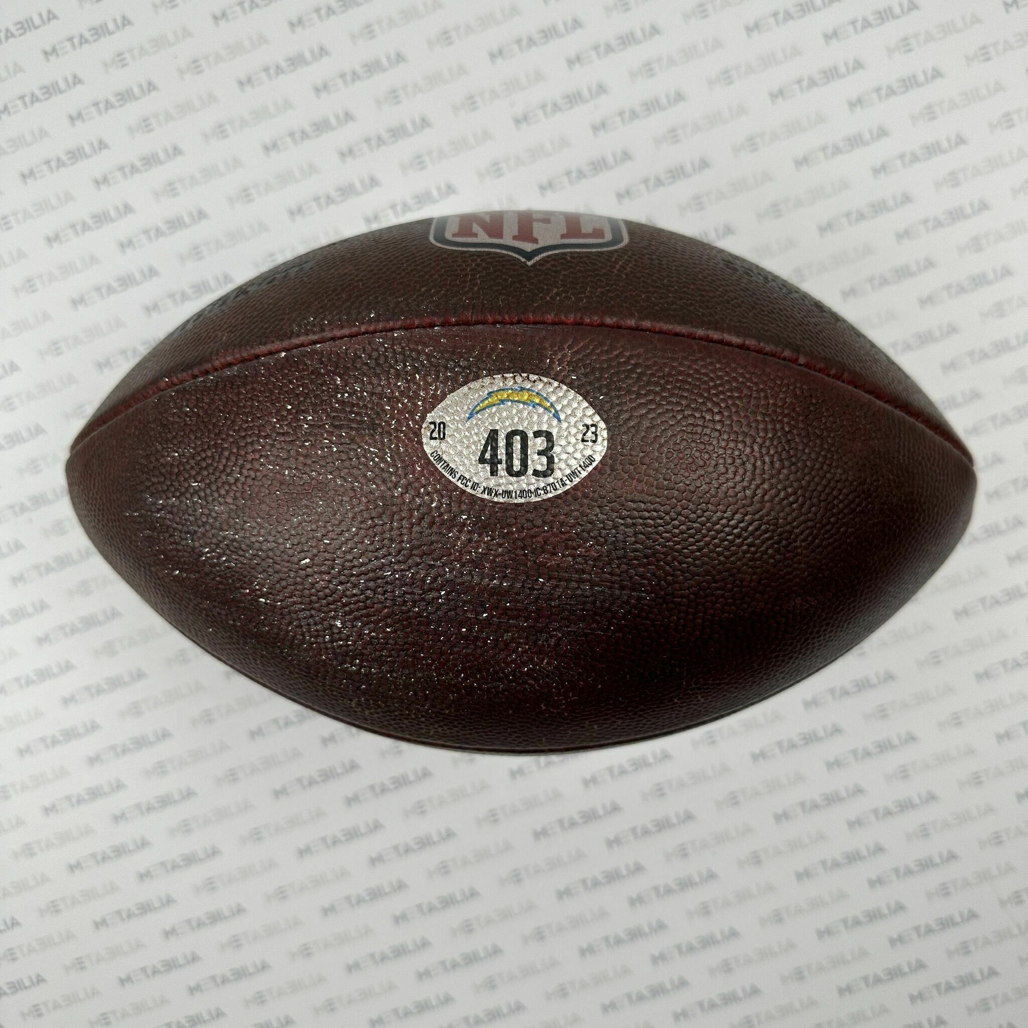 Chargers Game Used Ball #403 vs Chiefs