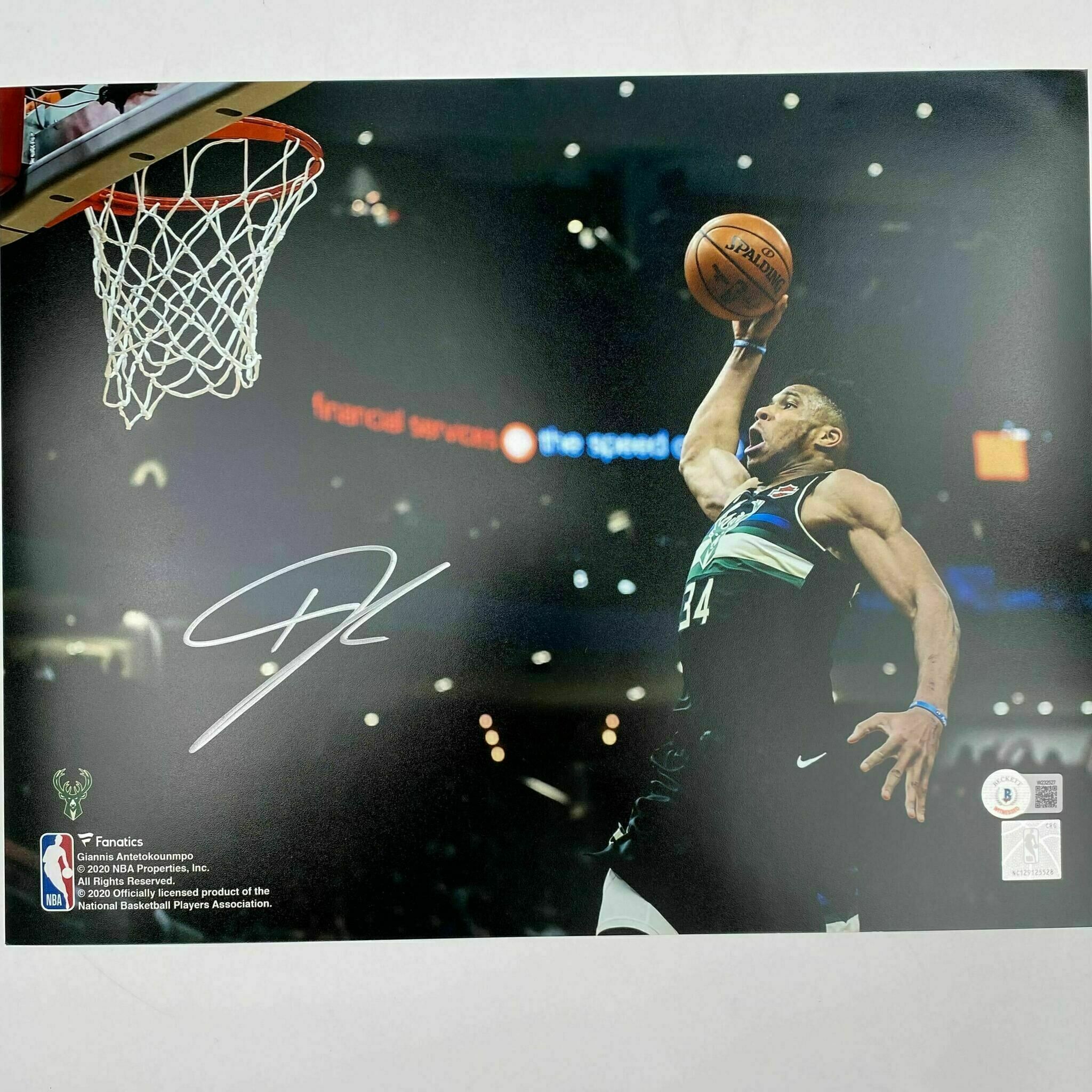 Giannis Signed 11x14 Dunk Black Jersey