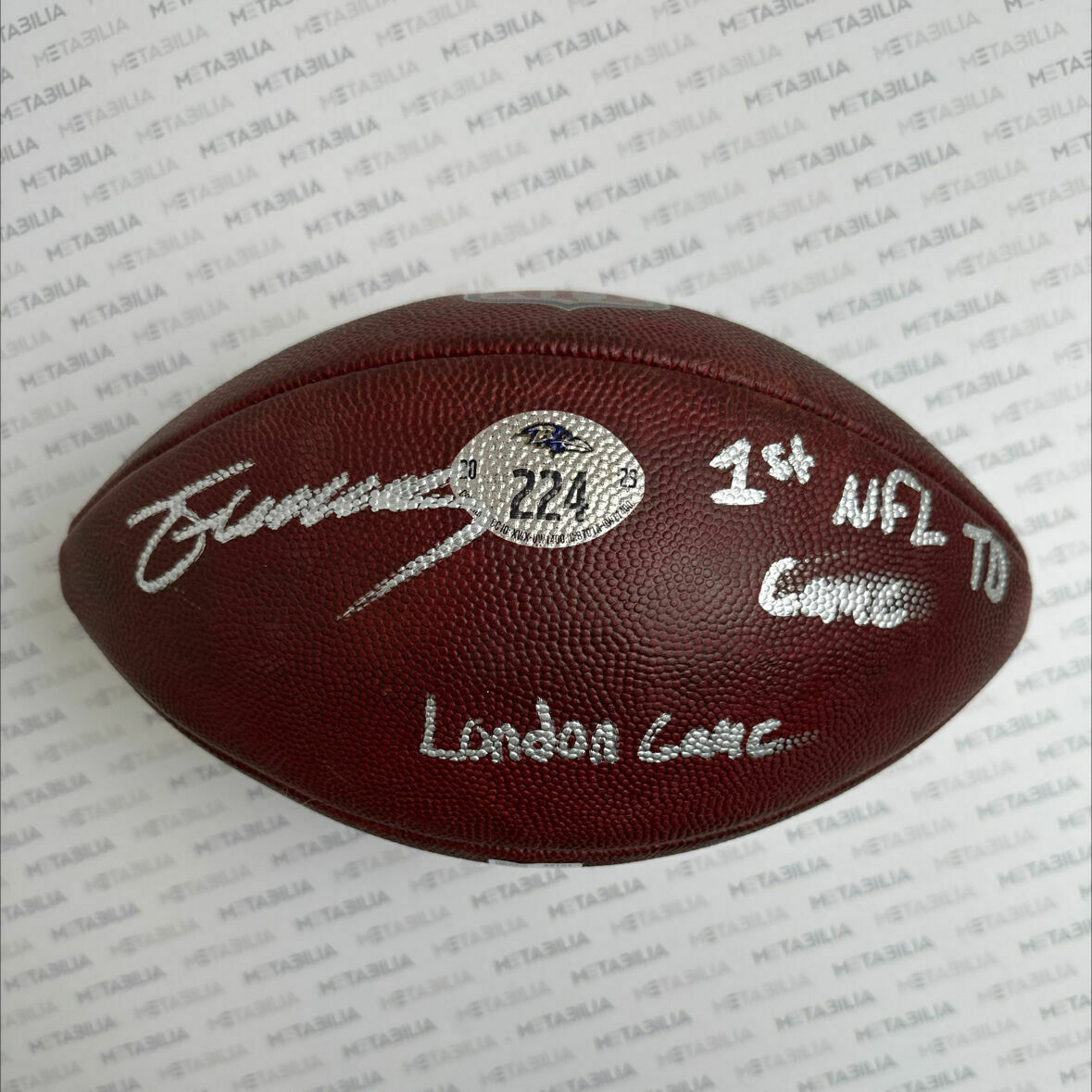 Zay Flowers Signed & Inscribed Ravens LONDON Game-Used Ball #224 vs TEN