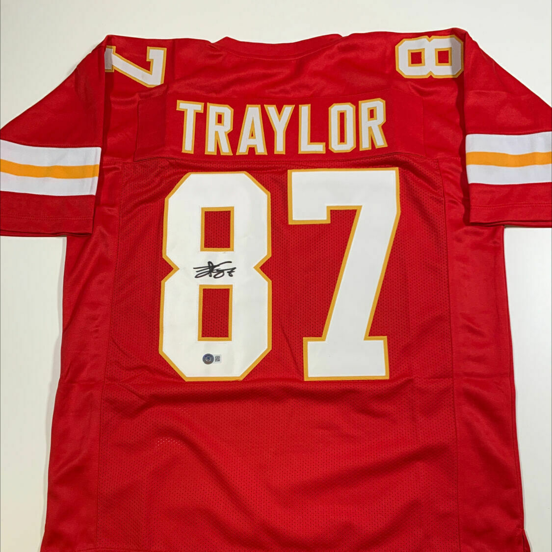 Kelce Signed "Traylor" Red Custom Jersey