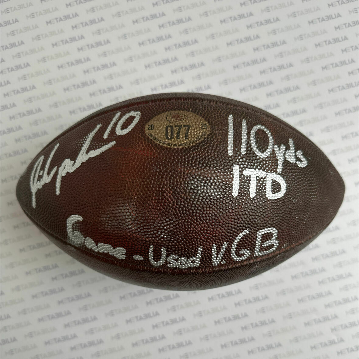 Pacheco Signed & Inscribed Chiefs Game-Used Ball #077 vs GBP
