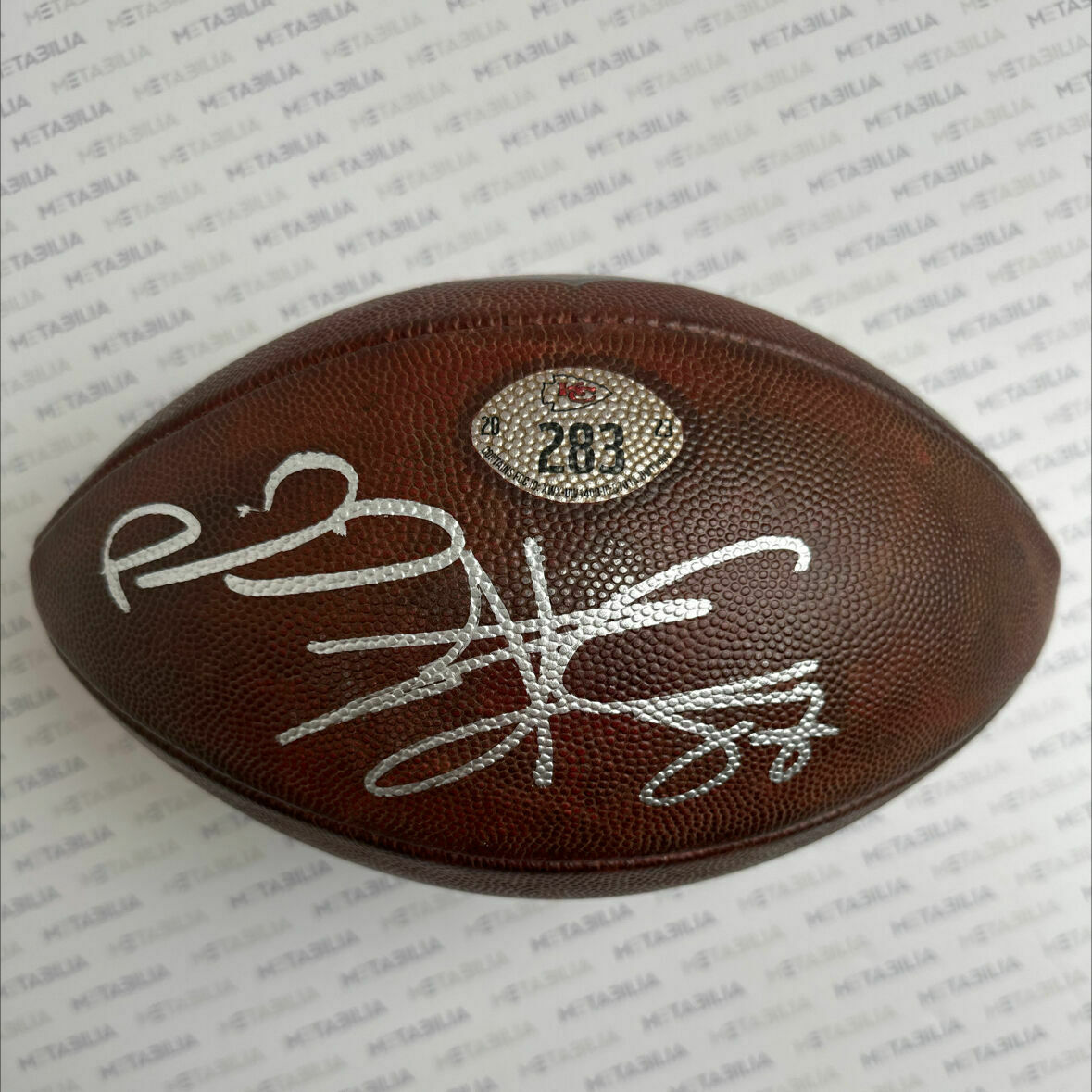 Mahomes & Kelce Dual Signed Chiefs Game-Used Ball #283 vs MIN