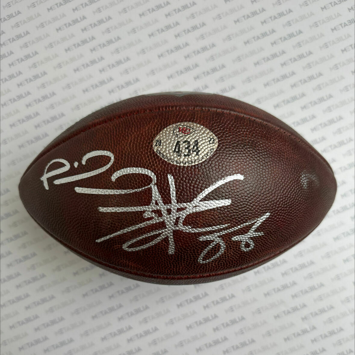 Mahomes & Kelce Dual Signed Chiefs Game-Used Ball #434 vs MIN