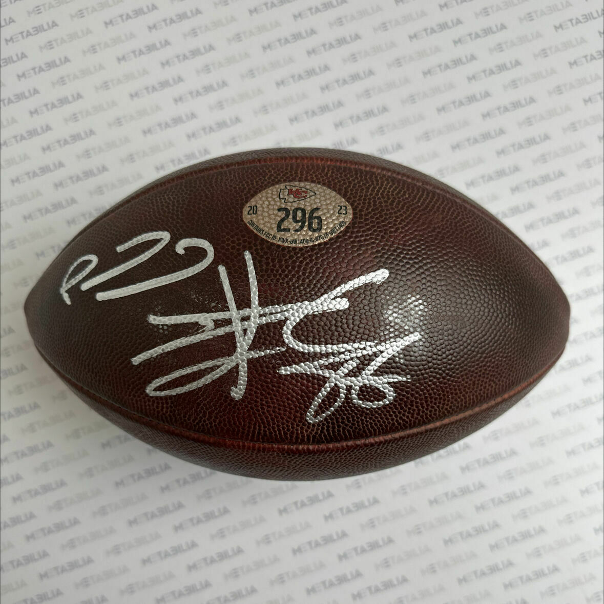 Mahomes & Kelce Dual Signed Chiefs Game-Used Ball #296 vs MIN