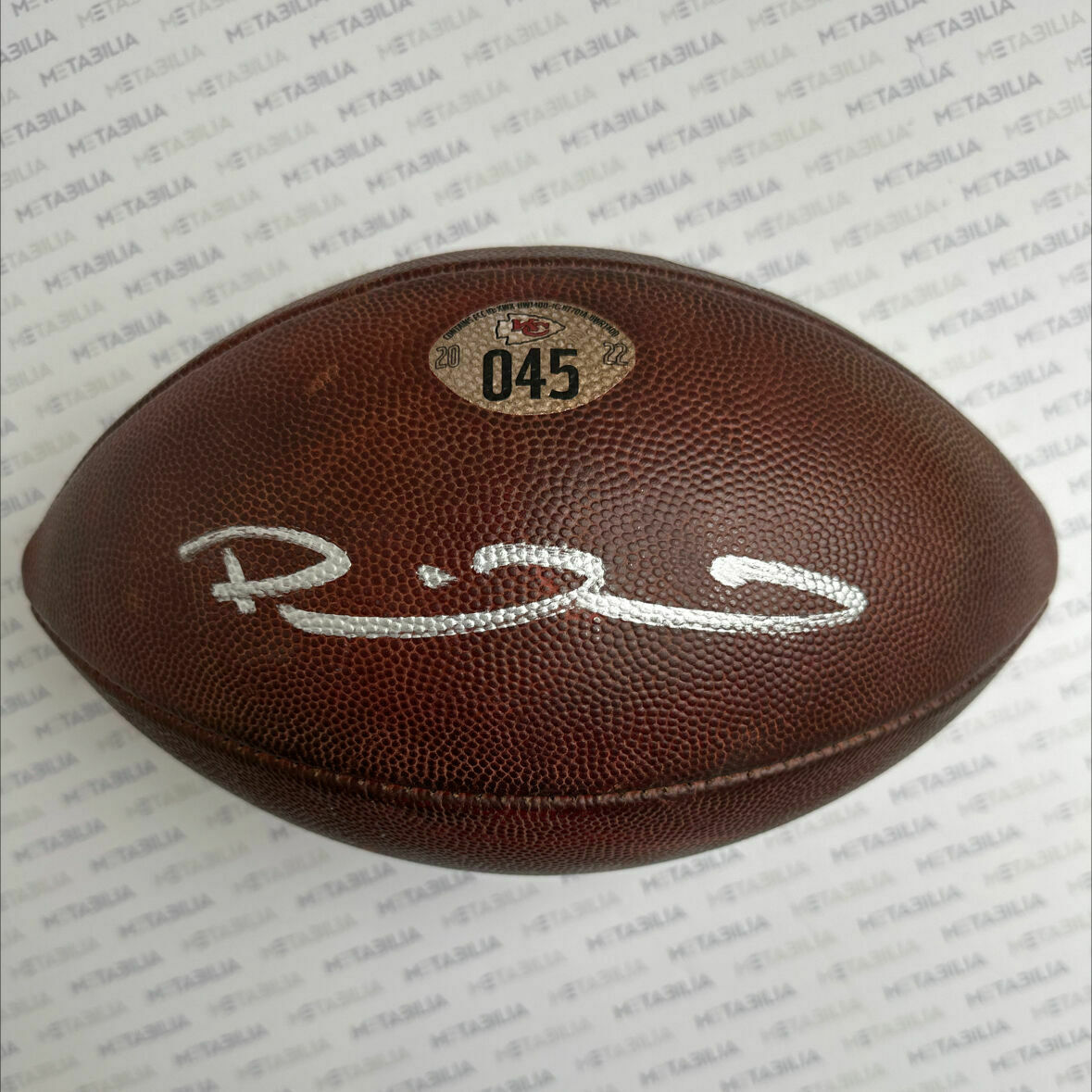 Record Setting Mahomes Signed Game Used Ball #045 vs LVR - photomatched