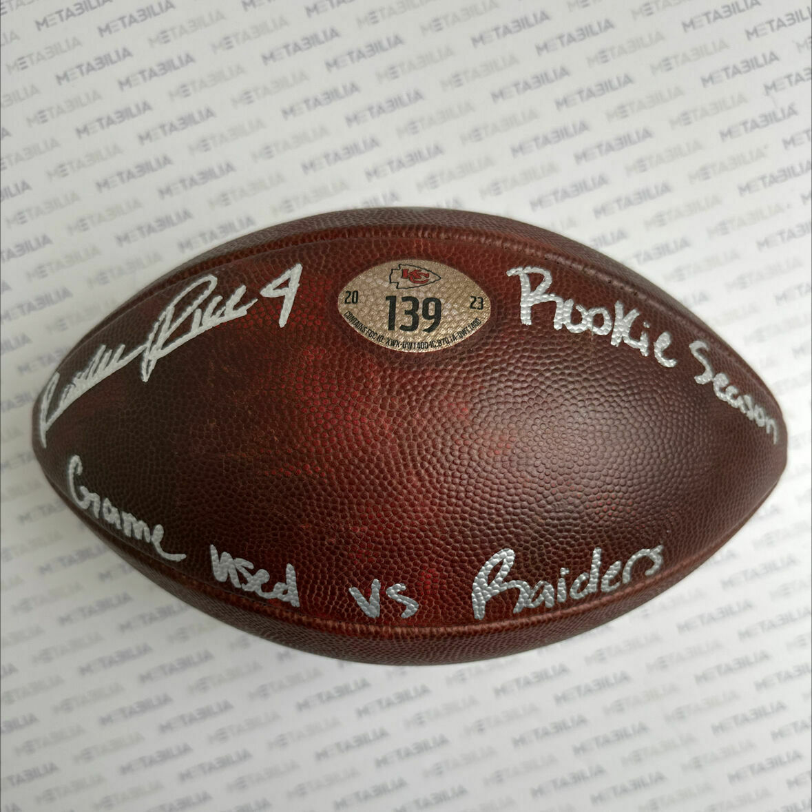 Rice Signed & Inscribed Game-Used Ball #139 vs LV