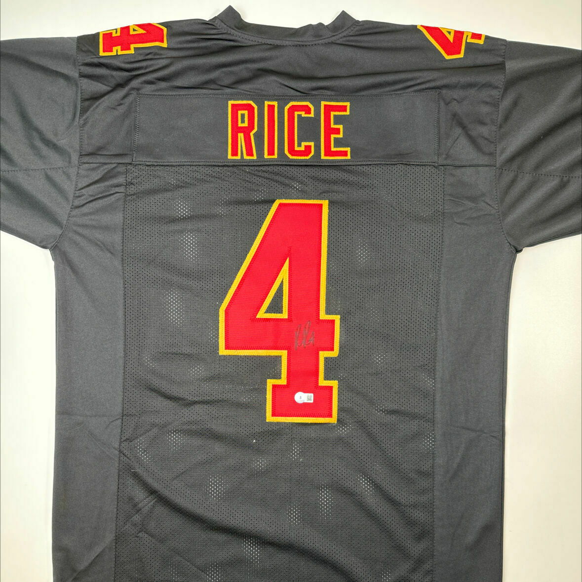 Rice Signed Black Custom Jersey