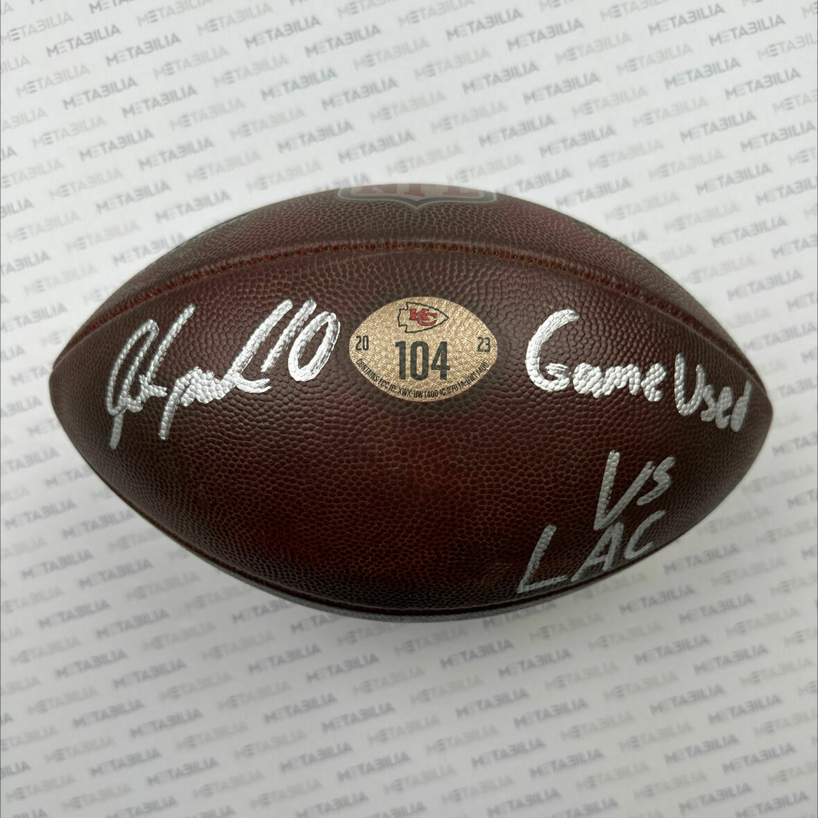 Isiah Pacheco Signed & Inscribed Chiefs Game-Used Ball #104 vs LAC
