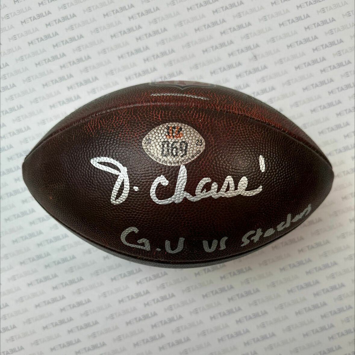 Chase Signed & Inscribed Game-Used Ball #069 vs Steelers From Sports Illustrated Article PHOTOMATCHED