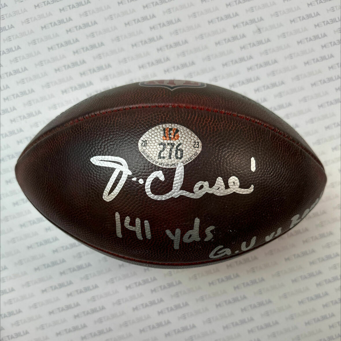 Chase Signed & Inscribed Game-Used Ball #276 vs Rams PHOTOMATCHED