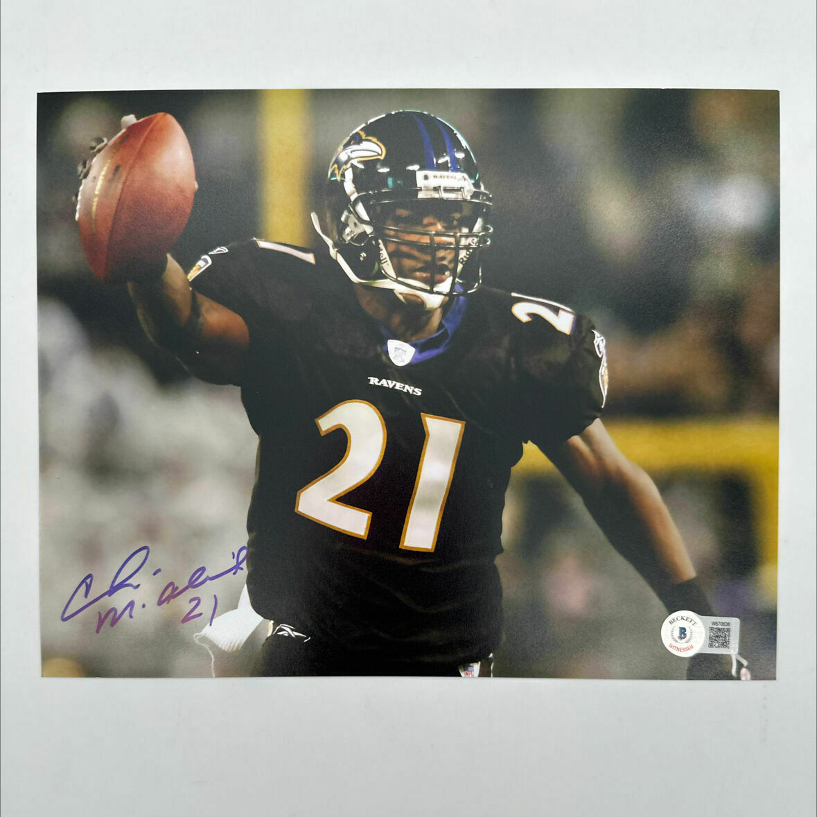 Chris Mcalister Signed 8x10 Holding Football