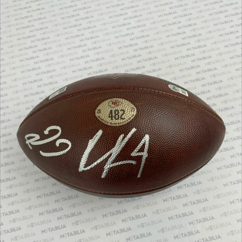 Pat Mahomes & Rashee Rice Dual Signed PLAYOFF Game-Used Ball #482 vs Bills