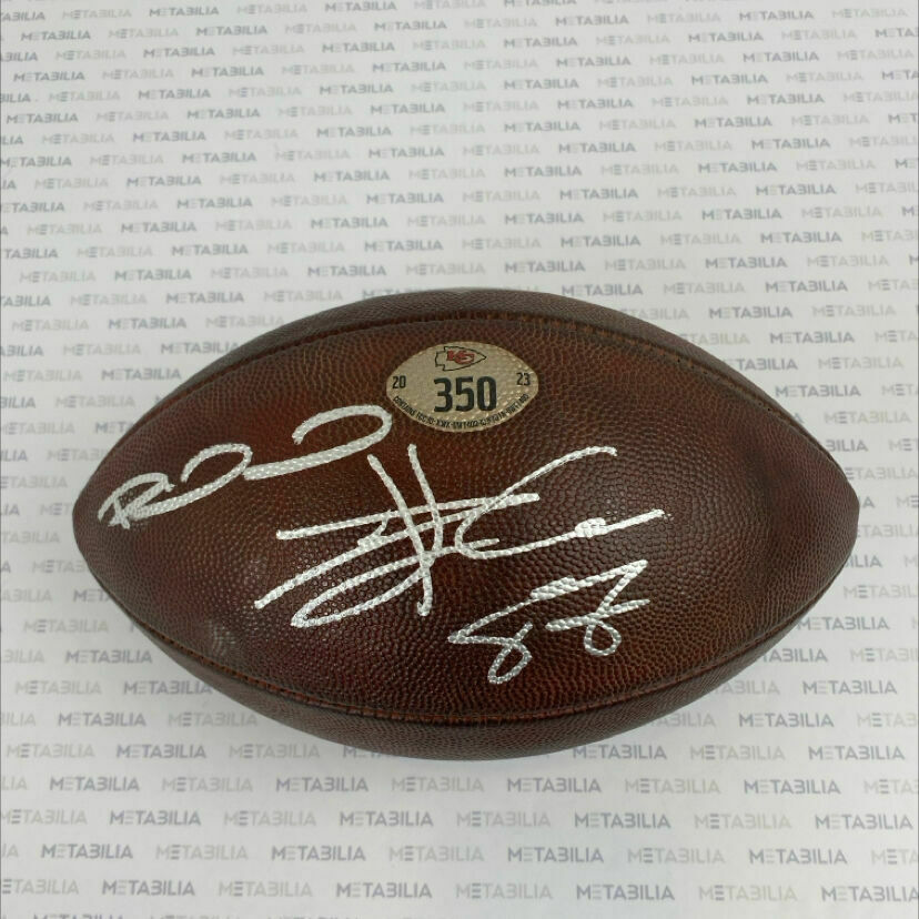 Mahomes & Kelce Dual Signed Chiefs Game-Used Ball #350 vs CHI