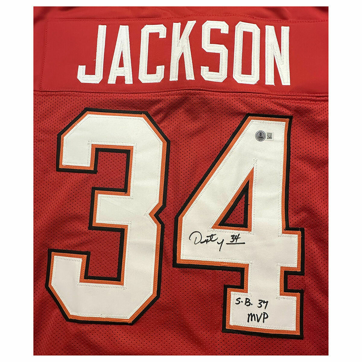 Dexter Jackson Autographed Custom Red Jersey w/SB 37 MVP Inscription - Beckett