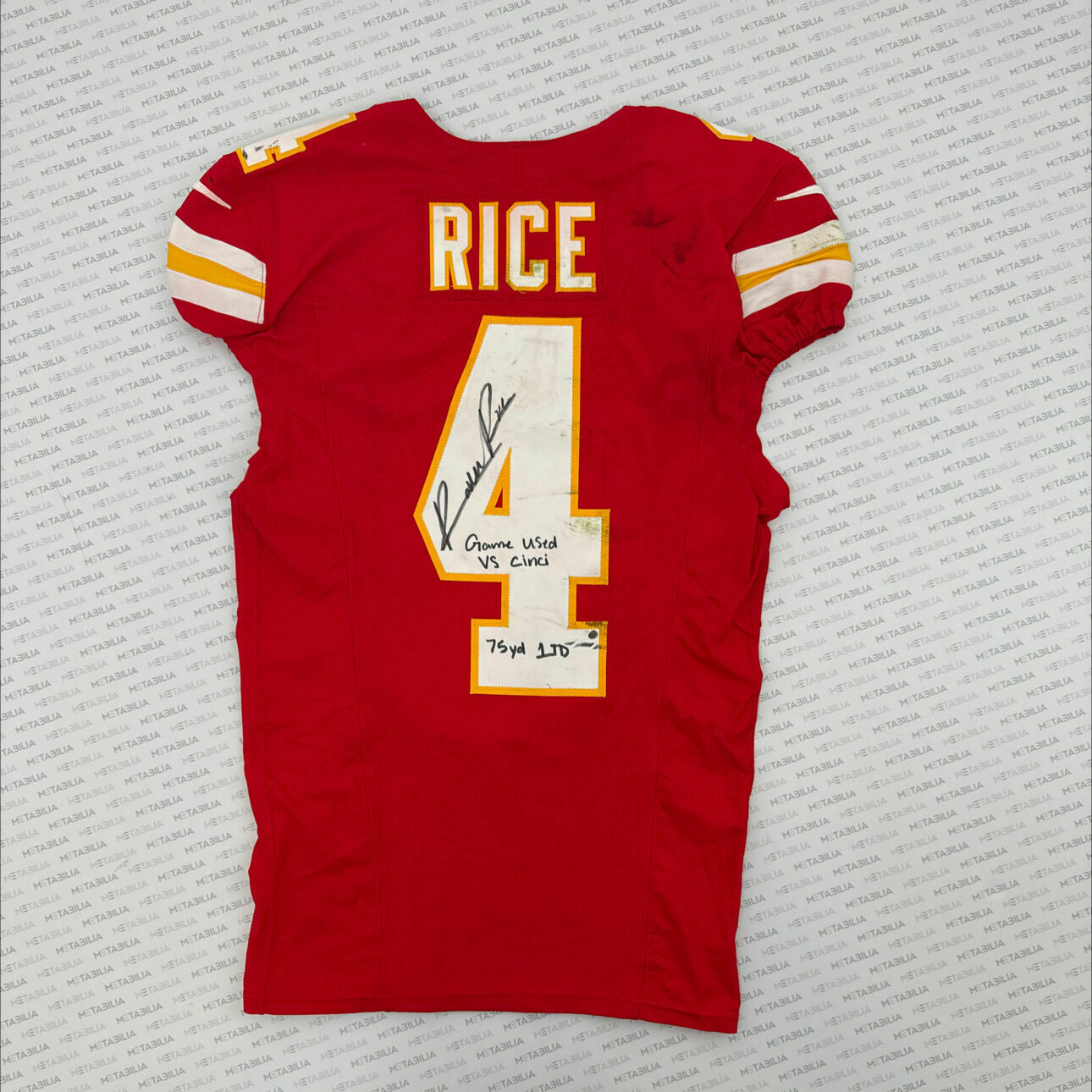 #4 Rice Signed & Inscribed Game-Worn Jersey vs Bengals