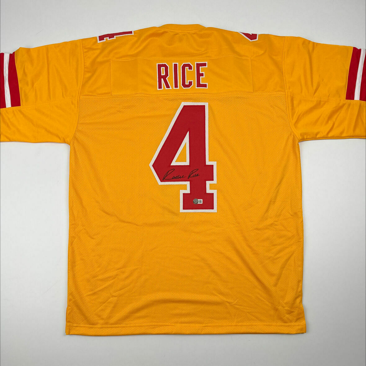 Rice Signed Yellow Custom Jersey