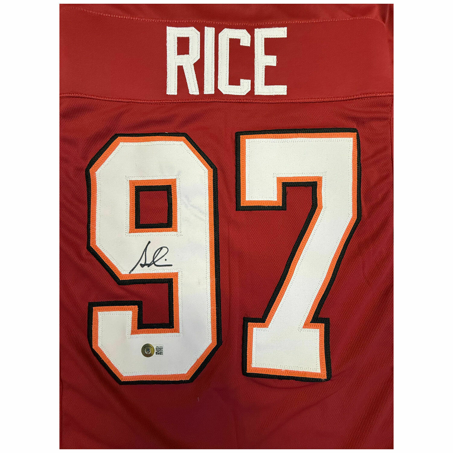 Simeon Rice Autographed Red Custom Jersey - Beckett