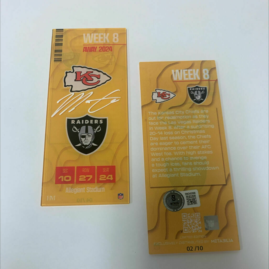 Araiza Signed Week 8 Commemorative Ticket