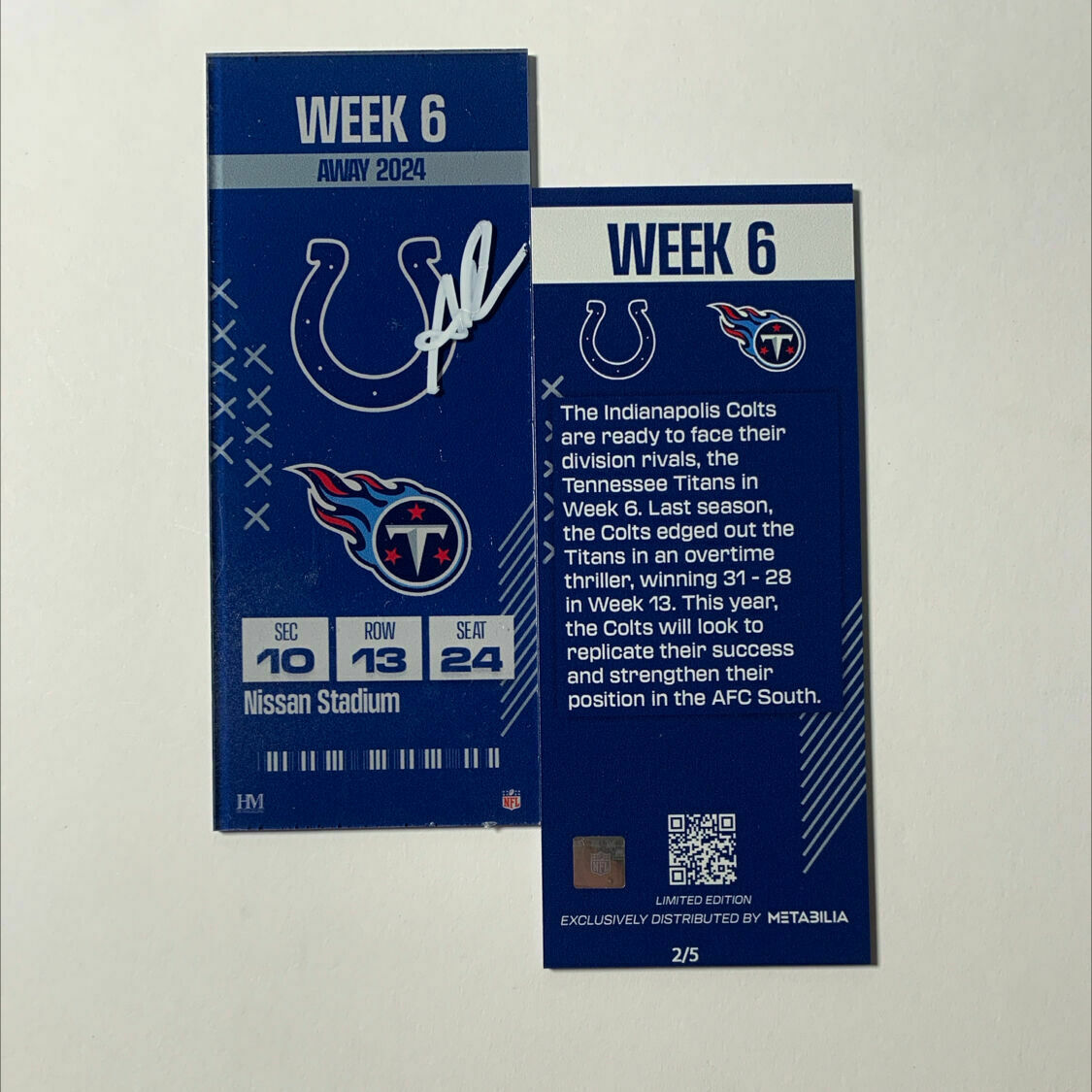 Richardson Signed Week 6 Commemorative Ticket